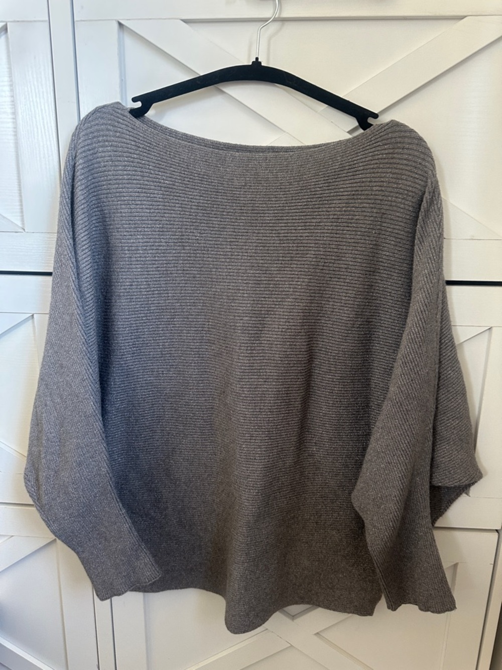 Philosophy Off-the-Shoulder Gray Ribbed Sweater